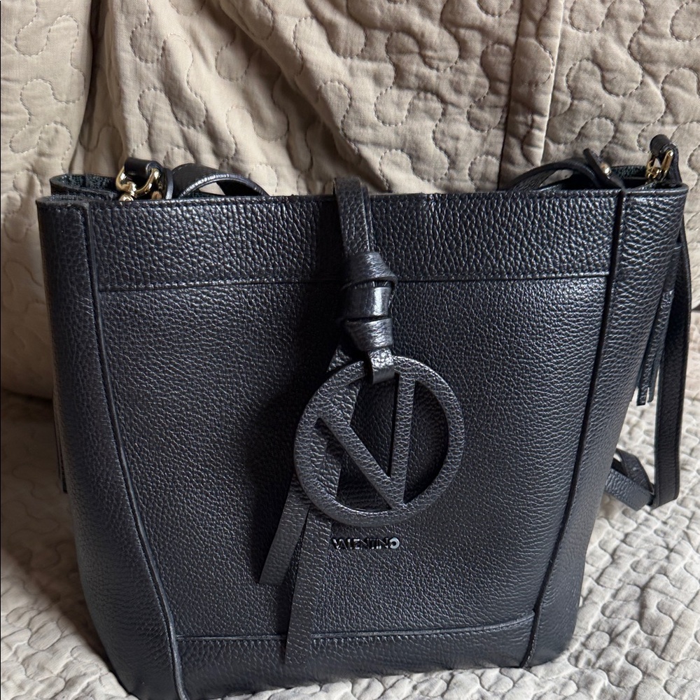 Mario Valentino Black Textured Shoulder Bag
